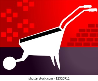 white wheel barrow 	