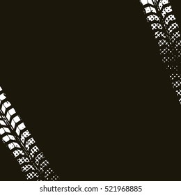 white wheel prints in black background. vector illustration