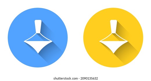 White Whirligig toy icon isolated with long shadow background. Circle button. Vector