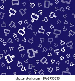 Icono de botella Whiskey blanco aislado patrón transparente en fondo azul.  Vector