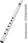 White whistle flute. vector illustration