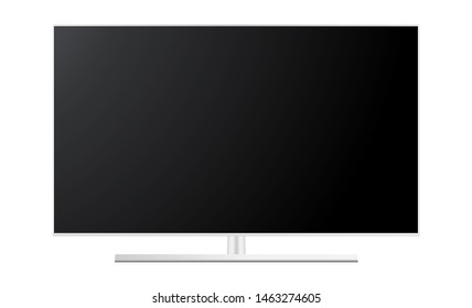 White wide TV screen mockup - front view. Vector illustration