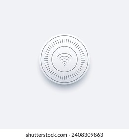 White WIFI futuristic web button. Vector icon with shadow. connection communication interface. Stock vector illustration isolated on white background.