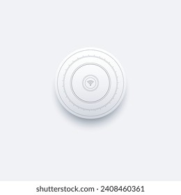 White WIFI futuristic web button. Vector icon with shadow. connection communication interface. Stock vector illustration isolated on white background.