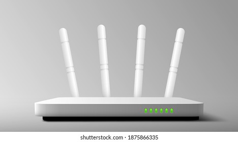 White WIFI Router. Internet Communication Concept. Vector Illustration
