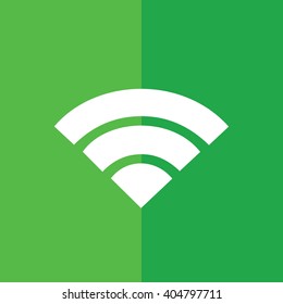 White Wi-Fi sign vector icon. Green background