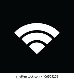 White Wi-Fi sign vector icon. Black background