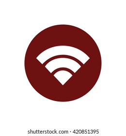 White Wi-Fi sign vector icon. Red circle. Red button