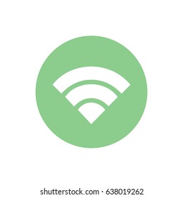 White Wi-Fi sign vector icon. Green circle. Green button