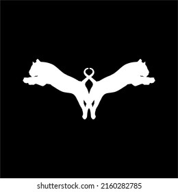 White Wild Cat (Big Cat Family) Jump Silhouette for Logo or Graphic Design Element. Vector Illustration