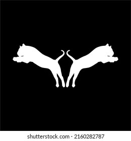 White Wild Cat (Big Cat Family) Jump Silhouette for Logo or Graphic Design Element. Vector Illustration
