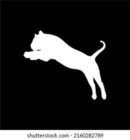 White Wild Cat (Big Cat Family) Jump Silhouette for Logo or Graphic Design Element. Vector Illustration