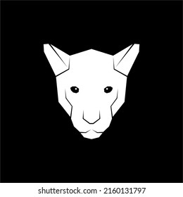 White Wild Cat Head Illustration for Logo or Graphic Design Element. Vector Illustration