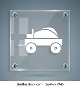 White Wild west covered wagon icon isolated on grey background. Square glass panels. Vector Illustration