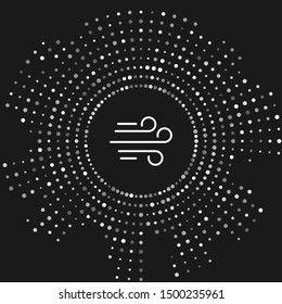 White Wind icon isolated on grey background. Windy weather. Abstract circle random dots. Vector Illustration