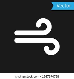 White Wind icon isolated on black background. Windy weather.  Vector Illustration