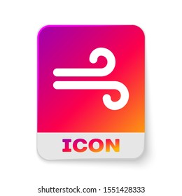 White Wind icon isolated on white background. Windy weather. Rectangle color button. Vector Illustration