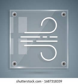White Wind icon isolated on grey background. Windy weather. Square glass panels. Vector Illustration