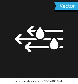White Wind and rain icon isolated on black background. Windy weather.  Vector Illustration