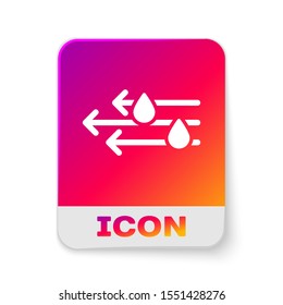 White Wind and rain icon isolated on white background. Windy weather. Rectangle color button. Vector Illustration