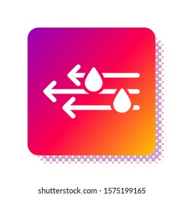 White Wind and rain icon isolated on white background. Windy weather. Square color button. Vector Illustration