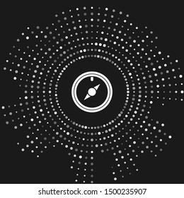 White Wind rose icon isolated on grey background. Compass icon for travel. Navigation design. Abstract circle random dots. Vector Illustration