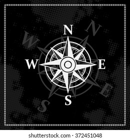 White wind rose isolated on black. eps10