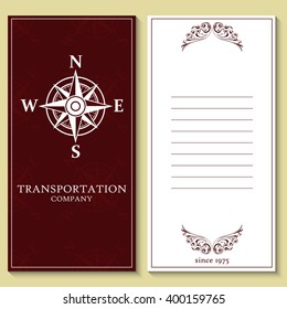 White wind rose isolated on red background on label. eps10