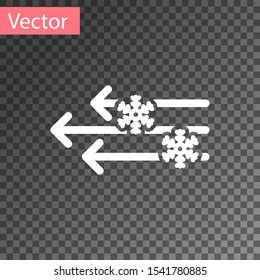 White Wind and snow icon isolated on transparent background. Windy weather.  Vector Illustration