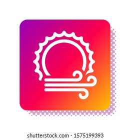 White Wind and sun icon isolated on white background. Windy weather. Square color button. Vector Illustration