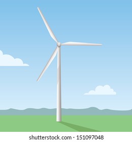 white windmill on the field, wind turbine