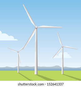 white windmill on the field, wind turbine 