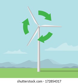 white windmill on the field, wind turbine 