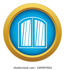 White window arched frame icon blue vector isolated on white background for any design