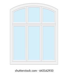 White window isolated on white background. Closed realistic vector window element of architecture and interior design.