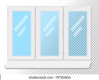 White window isolated on white background. Clear glass