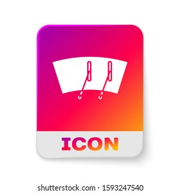 White Windscreen wiper icon isolated on white background. Rectangle color button. Vector Illustration
