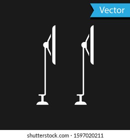 White Windscreen wiper icon isolated on black background.  Vector Illustration