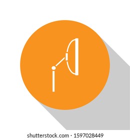 White Windscreen wiper icon isolated on white background. Orange circle button. Vector Illustration