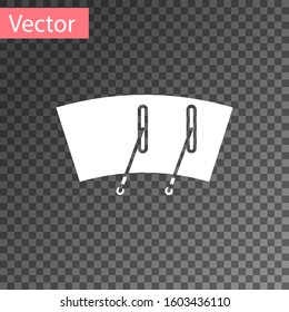 White Windscreen wiper icon isolated on transparent background.  Vector Illustration