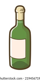 White wine. Bordeaux bottle. Vector illustration.