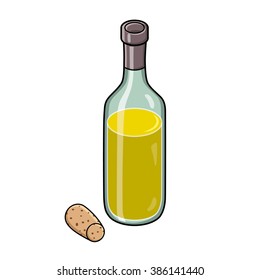 White wine bottle and a cork.