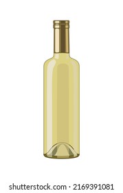 White wine bottle, flat style vector illustration isolated on white background