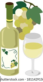 White wine bottle and glass
