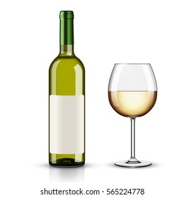 White wine bottle and glass