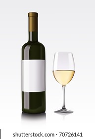 White wine bottle and glass