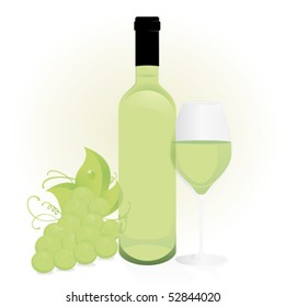 White wine bottle and glass composition
