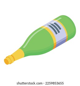 White wine bottle icon isometric vector. Drink barrel. Cork vine