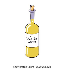 White wine bottle with label isolated vector illustration