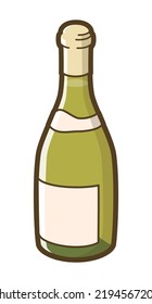 White wine. Burgundy bottle. Vector illustration.